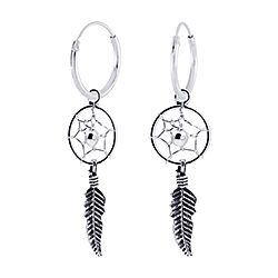 Wholesale 925 Sterling Silver Dream Catcher Charm Hoop Earrings