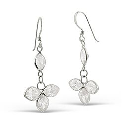 Wholesale 925 Sterling Silver Drop Dangle Leaf Stone Cubic Zirconia Earrings