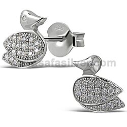 Wholesale Silver Sterling 925 Dolphin Heart CZ Micro Pave Stud Earrings