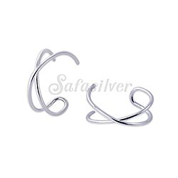 Wholesale 925 Sterling Silver 10mm Double Lines Ear Cuff Earrings