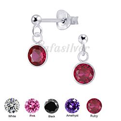 Wholesale 925 Sterling Silver Hanging Round Cubic Zirconia Stud Earrings