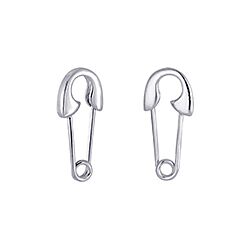 Wholesale 925 Sterling Silver Safety Pin Shaped Plain Earring