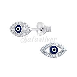 Wholesale 925 Sterling Silver Eye Design with Sparkly Cubic Zirconia Rhodium Plated Stud Earrings
