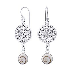 Wholesale 925 Sterling Silver Filigree Dangling Round Shiva Eye Earrings