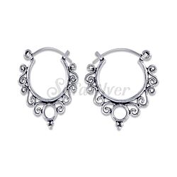Wholesale Silver Oxidized Filigree Plain Earrings
