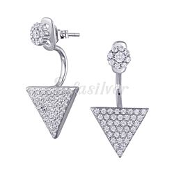 silver cz triangle stud earring wholesale