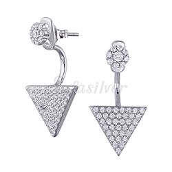 Wholesale 925 Sterling Silver Geometric Drop Triangle Stud Earrings with Sparkly Cubic Zirconia