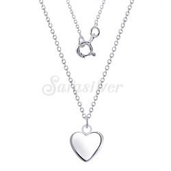 Wholesale 925 Silver Plain Heart Necklace with Pendant