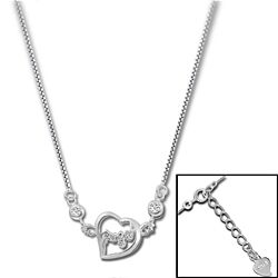 Wholesale 925 Sterling Silver Cross Heart CZ Chain Rhodium Plated Necklace