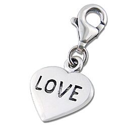 Clip-On Silver Heart Charm for Bracelet