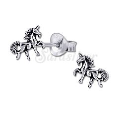 Wholesale 925 Silver Horse Oxidized Stud Earrings