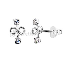 Silver Infinity Ear Studs with Crystal