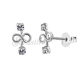 Silver Infinity Ear Studs with Crystal