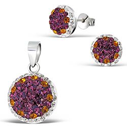 Wholesale 925 Sterling Silver Half Ball Crystal Jewelry Set
