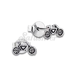 Wholesale 925 Silver Bicycle Oxidized Stud Earrings