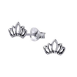 Wholesale 925 Silver Tiny Crown Oxidized Stud Earrings