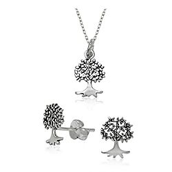 Wholesale 925 Sterling Silver Tree Plain Jewelry Set
