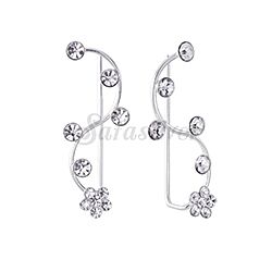 Wholesale 925 Sterling Silver Pave Flower Ear Climber Earrings