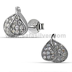 Wholesale Silver Sterling CZ Garlic Micro Pave Stud Earrings