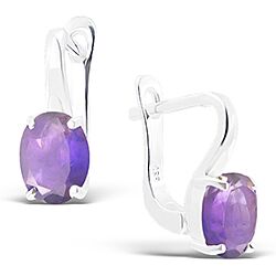 Wholesale 925 Sterling Silver Lever Back African Amethyst Semi Precious Earrings