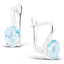 Wholesale 925 Sterling Silver Lever Back Aquamarine Semi Precious Earrings