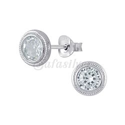 Silver Round Halo Stud Earrings with Cubic Zirconia wholesale