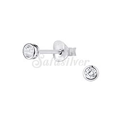 Wholesale 925 Sterling Silver Tiny Round with Sparkly Cubic Zirconia Rhodium Plated Stud Earrings