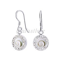 Wholesale 925 Sterling Silver Dangle Round Crystal Shiva Eye Earrings