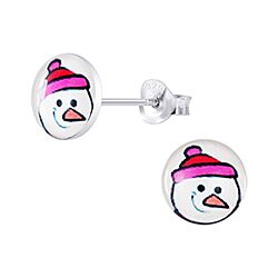Wholesale 925 Sterling Silver Snowman Kids Stud Earrings   