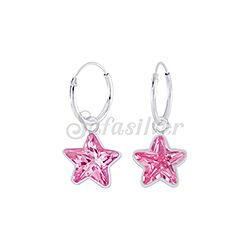 Wholesale 925 Sterling Silver Star Charm Hoop Earrings