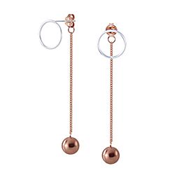 Silver Stud Earrings - Rose Gold Plated Ball Chain