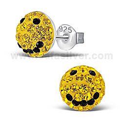 Silver Stud Earrings - Smiley Crystal