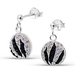 Wholesale 925 Silver Zebra Design Crystal Stud Earrings