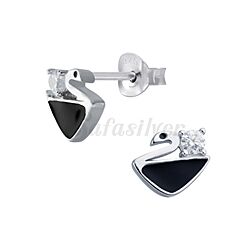 Wholesale 925 Sterling Silver Classic Swan Stud Earrings with Sparkly Cubic Zirconia