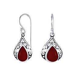 Wholesale 925 Sterling Silver Red Enamel Tear Drop Earring