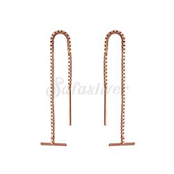 Wholesale 925 Sterling Silver Rose Gold Thread Bar Plain Earring