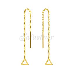Wholesale 925 Sterling Silver Gold Platted Triangle Threader Plain Earring