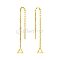 Wholesale 925 Sterling Silver Gold Platted Triangle Threader Plain Earring