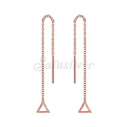 Silver Thread Through Triangle Earrings Rose Gold