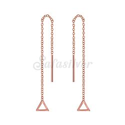 Silver Thread Through Triangle Earrings Rose Gold