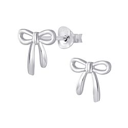 Silver Tiny Bow Ear Studs