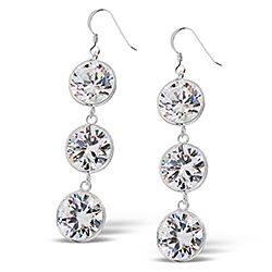 Wholesale 925 Sterling Silver Triple Rounded Cubic Zirconia Earrings