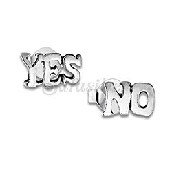 Wholesale 925 Silver Yes No Oxidized Stud Earrings