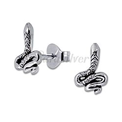 Wholesale 925 Silver Viper Snake Oxidized Stud Earrings