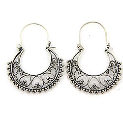 Oxidized Sterling silver filigree heart earrings