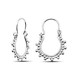 Wholesale 925 Sterling Silver Floral Ornate Hoop Plain Earring