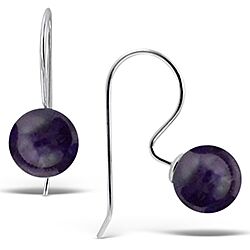 Wholesale 925 Sterling Silver Ball Design Amethyst Semi Precious Earrings