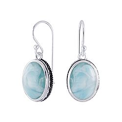 Wholesale 925 Sterling Silver 12mm Turquoise Oxidized Semi Precious Earrings