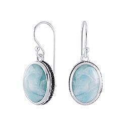 Wholesale 925 Sterling Silver 12mm Turquoise Oxidized Semi Precious Earrings