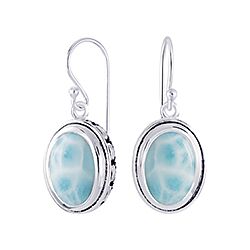 Wholesale 925 Sterling Silver  13mm Turquoise Filigree Engraved Semi Precious Earrings